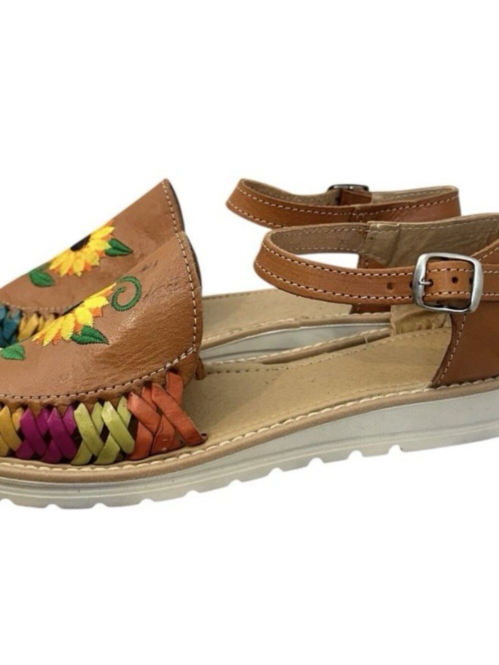 Women's Huarache Artisanal Authentic Leather Mexican sandals Ankle Strap Size 8